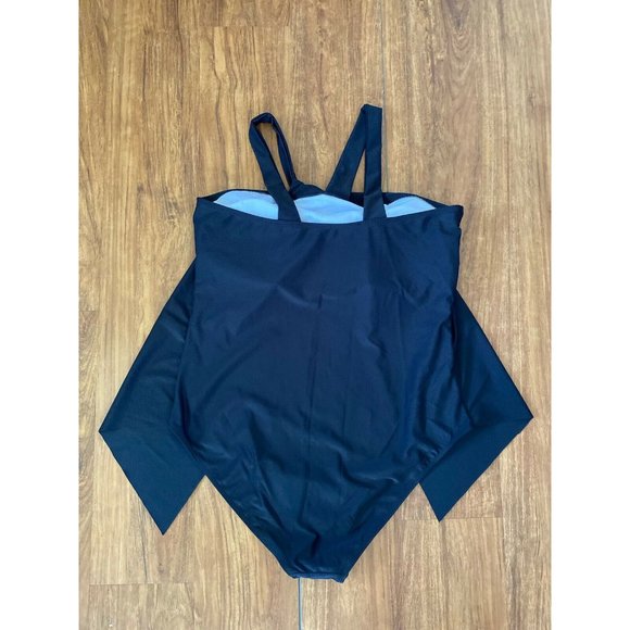 Vintage Swim Suit Womens One Piece Black Bathing Suit Tag says XL Fits L‎ Modest - Picture 4 of 12